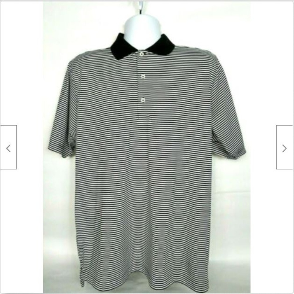 F&G Tech Men's Golf Polo Large Black White